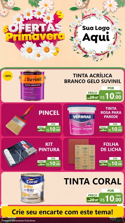 Modelo de TV para TV Vertical com o tema Ofertas de Primavera para Tintas e Ferramentas