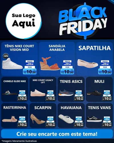 Modelo de Rede Social para Feed Instagram com o tema Black Friday para Calçados