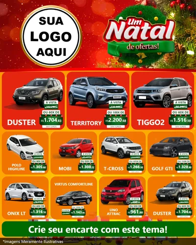 Modelo de Rede Social para Feed Instagram com o tema Um Natal de Ofertas para Concessionaria de Carros