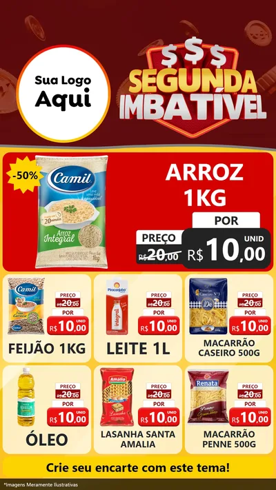 Modelo de Rede Social para Stories com o tema Segunda Imbatível para Supermercado