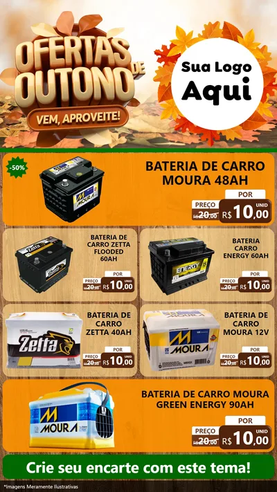 Modelo de TV para TV Vertical com o tema Ofertas de Outono - Vem, Aproveite! para Baterias Elétricas