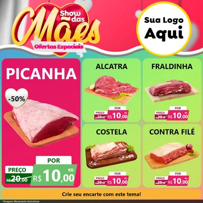 Modelo de Rede Social para Feed Facebook com o tema Show das Mães - Ofertas Especiais para Açougue