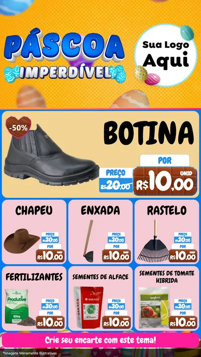 Modelo de Rede Social para Stories com o tema Páscoa Imperdível para Agropecuária