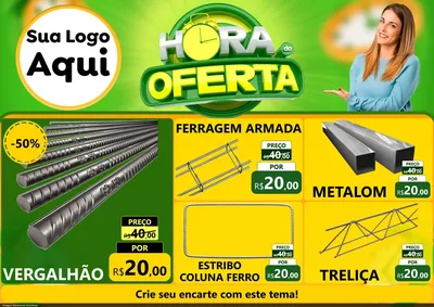 Modelo de Encarte para Encarte A4 Horizontal com o tema Hora da Oferta para Ferragens