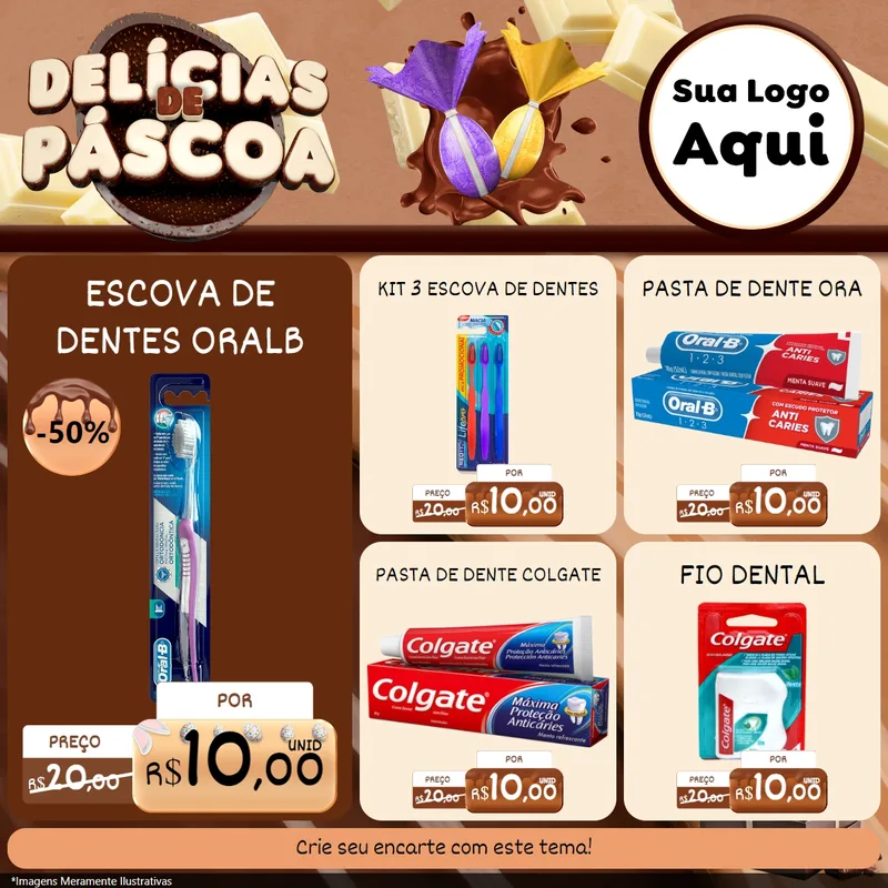 Modelo de Rede Social para Feed Facebook com o tema Delícias de Páscoa para Higiene Pessoal