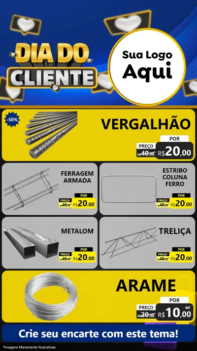 Modelo de TV para TV Vertical com o tema Dia Do Cliente para Ferragens
