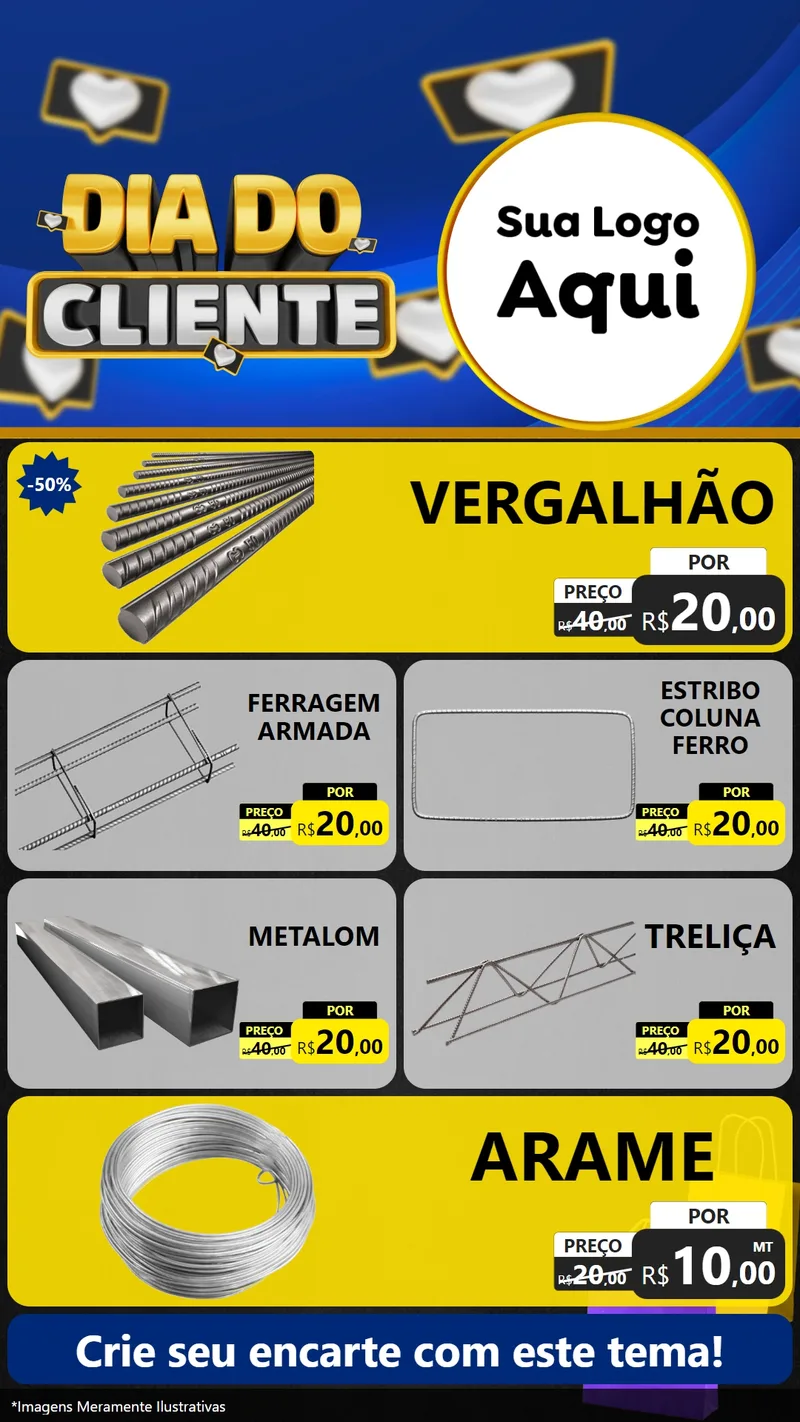Modelo de TV para TV Vertical com o tema Dia Do Cliente para Ferragens