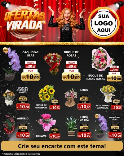 Modelo de Rede Social para Feed Instagram com o tema Ofertas da Virada para Floricultura e jardim