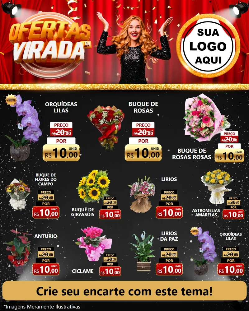 Modelo de Rede Social para Feed Instagram com o tema Ofertas da Virada para Floricultura e jardim