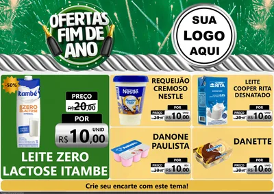 Modelo de Encarte para Encarte A4 Horizontal com o tema Ofertas Fim de Ano para Frios e Laticínios