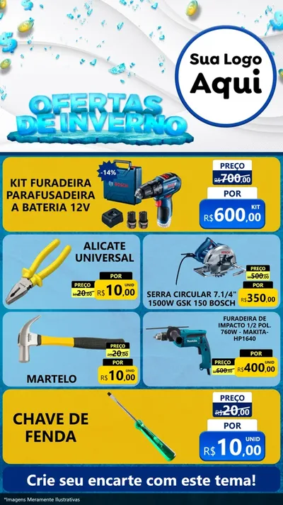 Modelo de TV para TV Vertical com o tema Ofertas de Inverno para Maquinas e Ferramentas