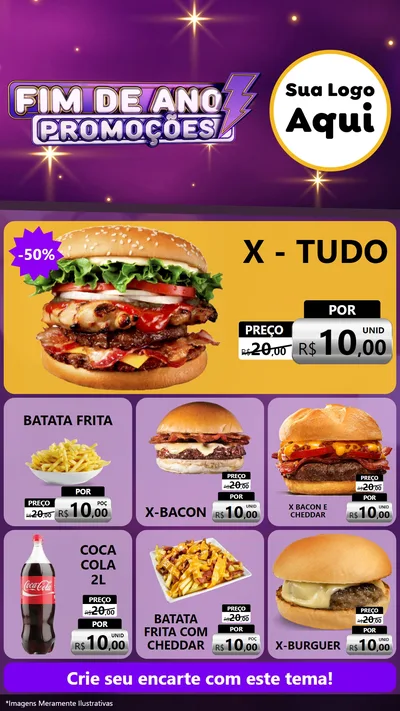 Modelo de Rede Social para Stories com o tema Fim de Ano Promoções para Hamburgueria