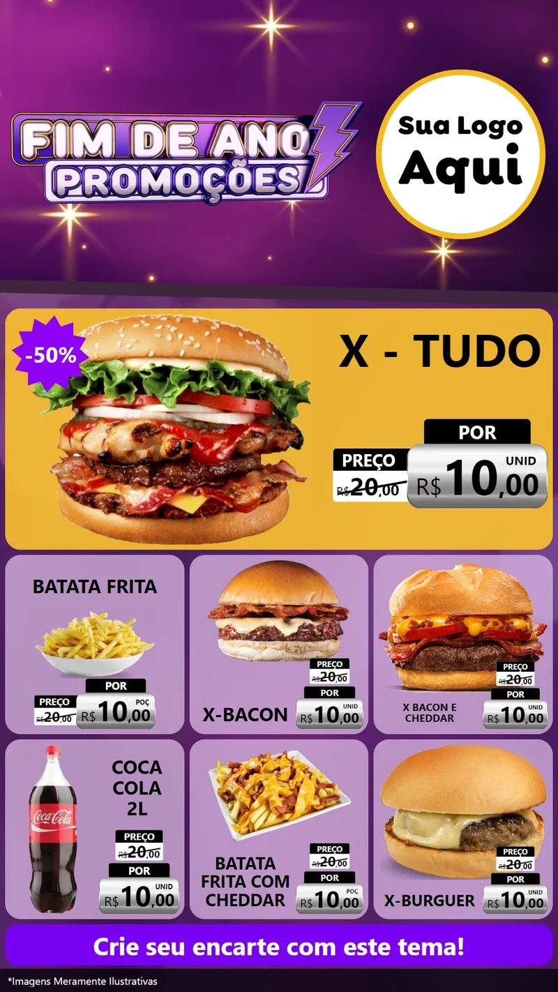 Modelo de Rede Social para Stories com o tema Fim de Ano Promoções para Hamburgueria