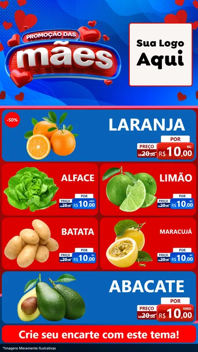 Modelo de TV para TV Vertical com o tema Promoção das Mães para Hortifrúti
