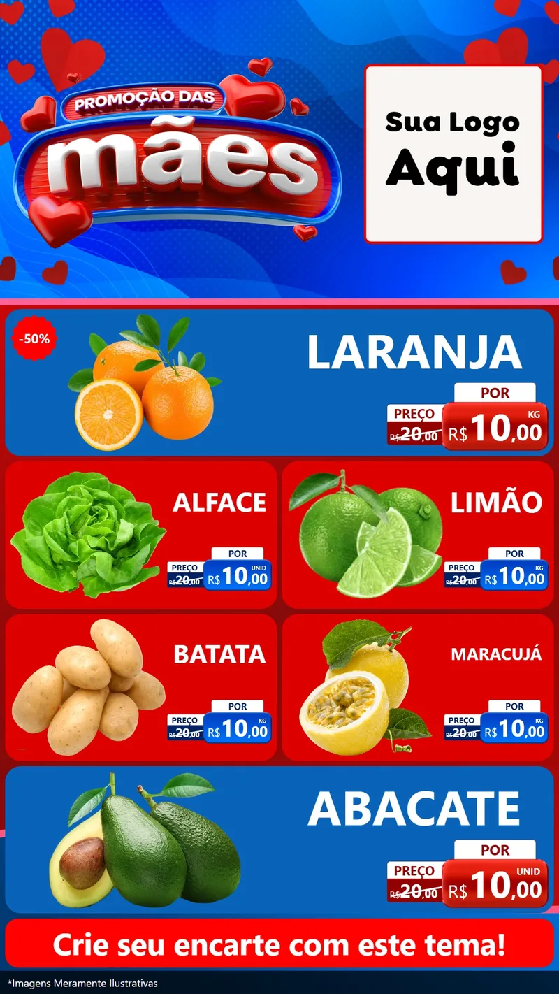 Modelo de TV para TV Vertical com o tema Promoção das Mães para Hortifrúti