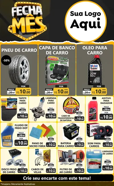 Modelo de Encarte para Encarte Grande com o tema Fecha Mês para Auto peças