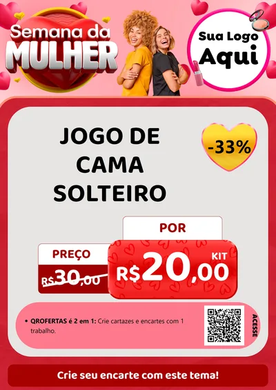 Modelo de Cartaz para Cartaz A4 Vertical com o tema Semana da Mulher para Cama, Mesa e Banho