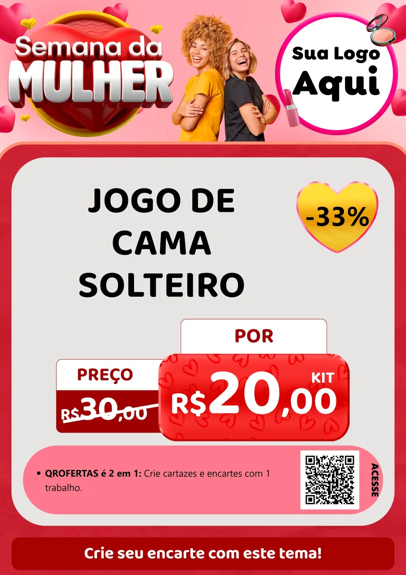 Modelo de Cartaz para Cartaz A4 Vertical com o tema Semana da Mulher para Cama, Mesa e Banho