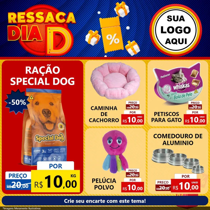 Modelo de Rede Social para Feed Facebook com o tema Ressaca Dia D para Pet Shop