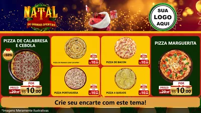 Modelo de TV para TV Horizontal com o tema Natal de Grandes Ofertas para Pizzaria