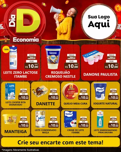 Modelo de Rede Social para Feed Instagram com o tema Dia D Economia para Frios e Laticínios