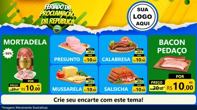 Modelo de TV para TV Horizontal com o tema Feriado da Proclamação da República para Frios e Laticínios