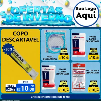 Modelo de Rede Social para Feed Facebook com o tema Ofertas de Inverno para Embalagens