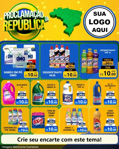 Modelo de Rede Social para Feed Instagram com o tema Proclamação da República para Produtos de Limpeza