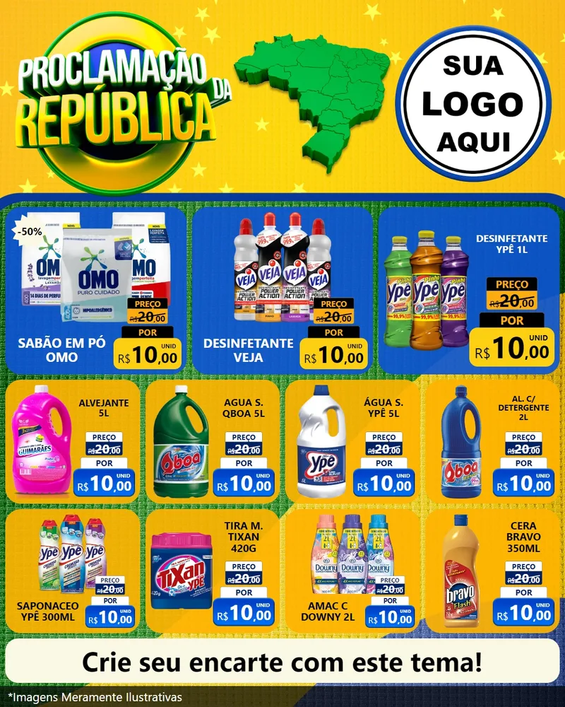 Modelo de Rede Social para Feed Instagram com o tema Proclamação da República para Produtos de Limpeza