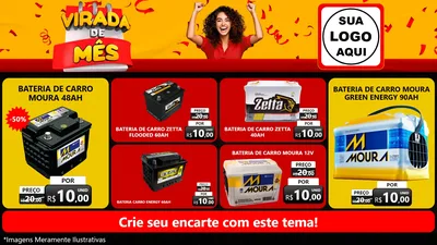 Modelo de TV para TV Horizontal com o tema Virada de Mês para Baterias Elétricas