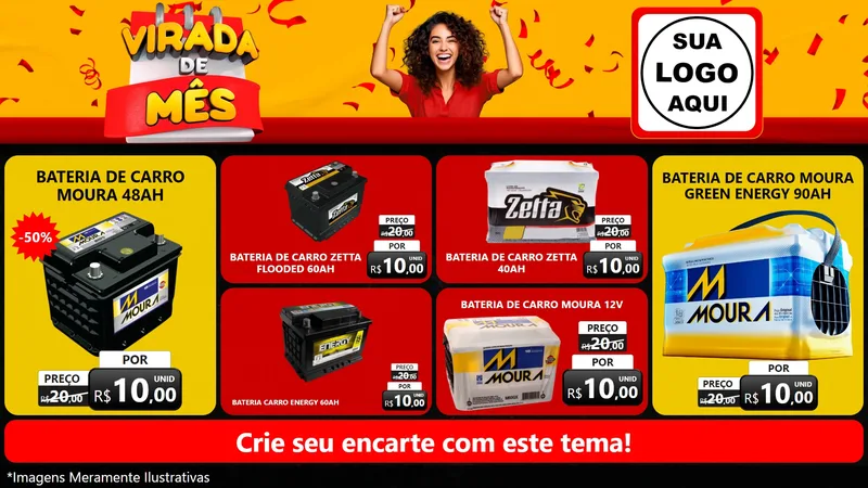 Modelo de TV para TV Horizontal com o tema Virada de Mês para Baterias Elétricas