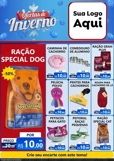Modelo de Encarte para Encarte A4 Vertical com o tema Ofertas de Inverno para Pet Shop