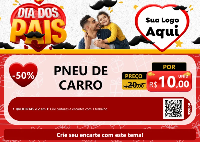 Modelo de Cartaz para Cartaz A4 Horizontal com o tema Dia dos Pais para Auto peças