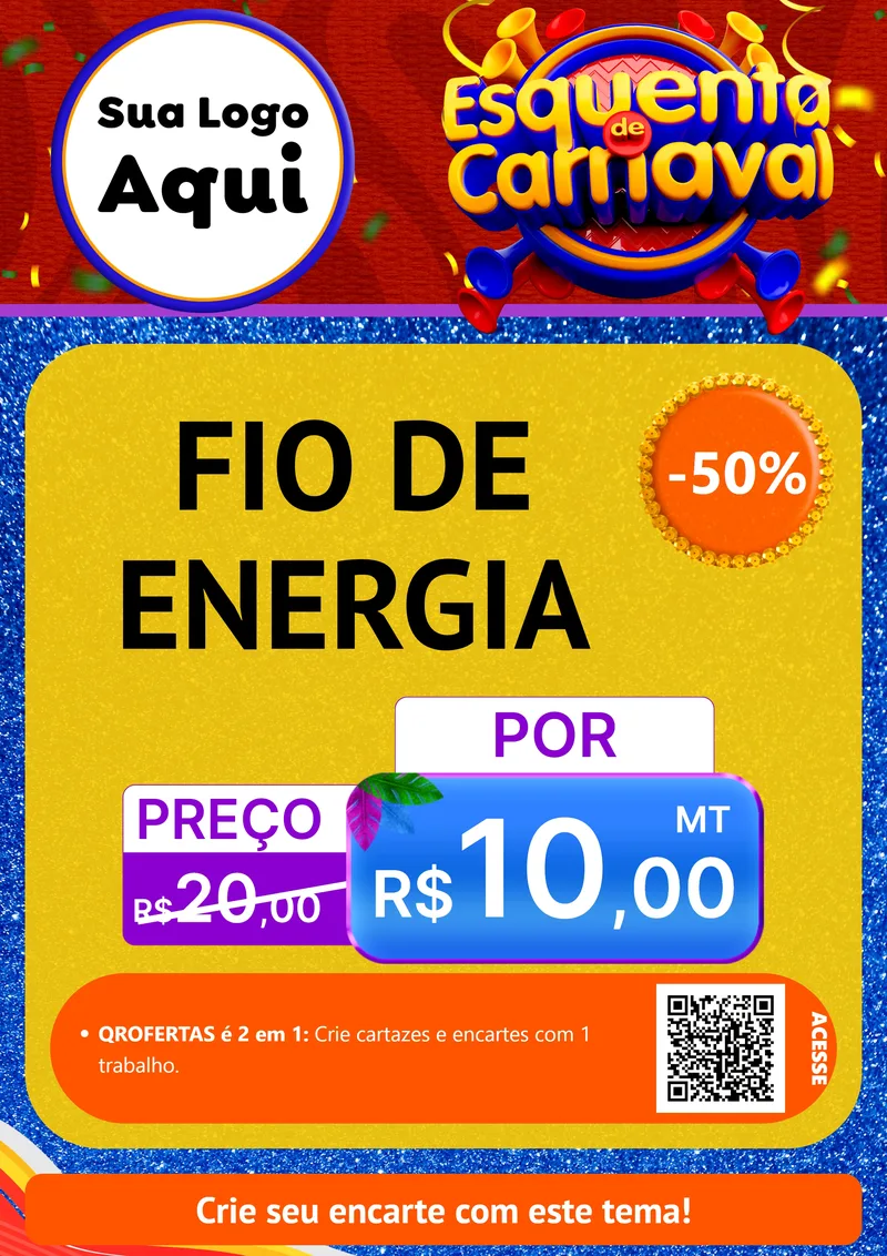 Modelo de Cartaz para Cartaz A4 Vertical com o tema Esquenta de Carnaval para Materiais Elétricos