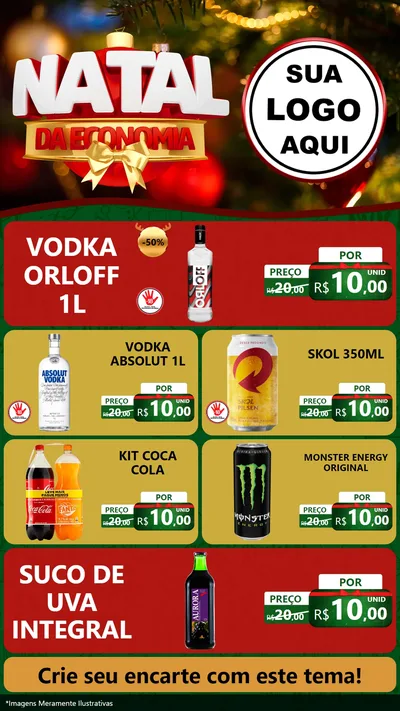 Modelo de TV para TV Vertical com o tema Natal da Economia para Distribuidora de bebidas
