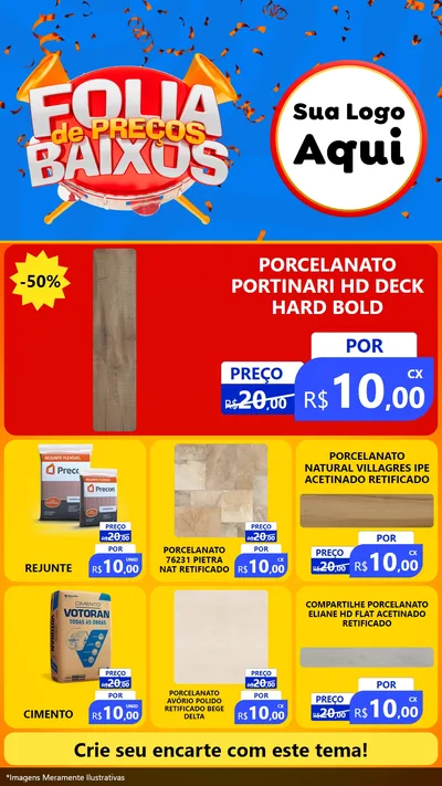 Modelo de Rede Social para Stories com o tema Folia de Preços Baixos para Pisos e revestimentos