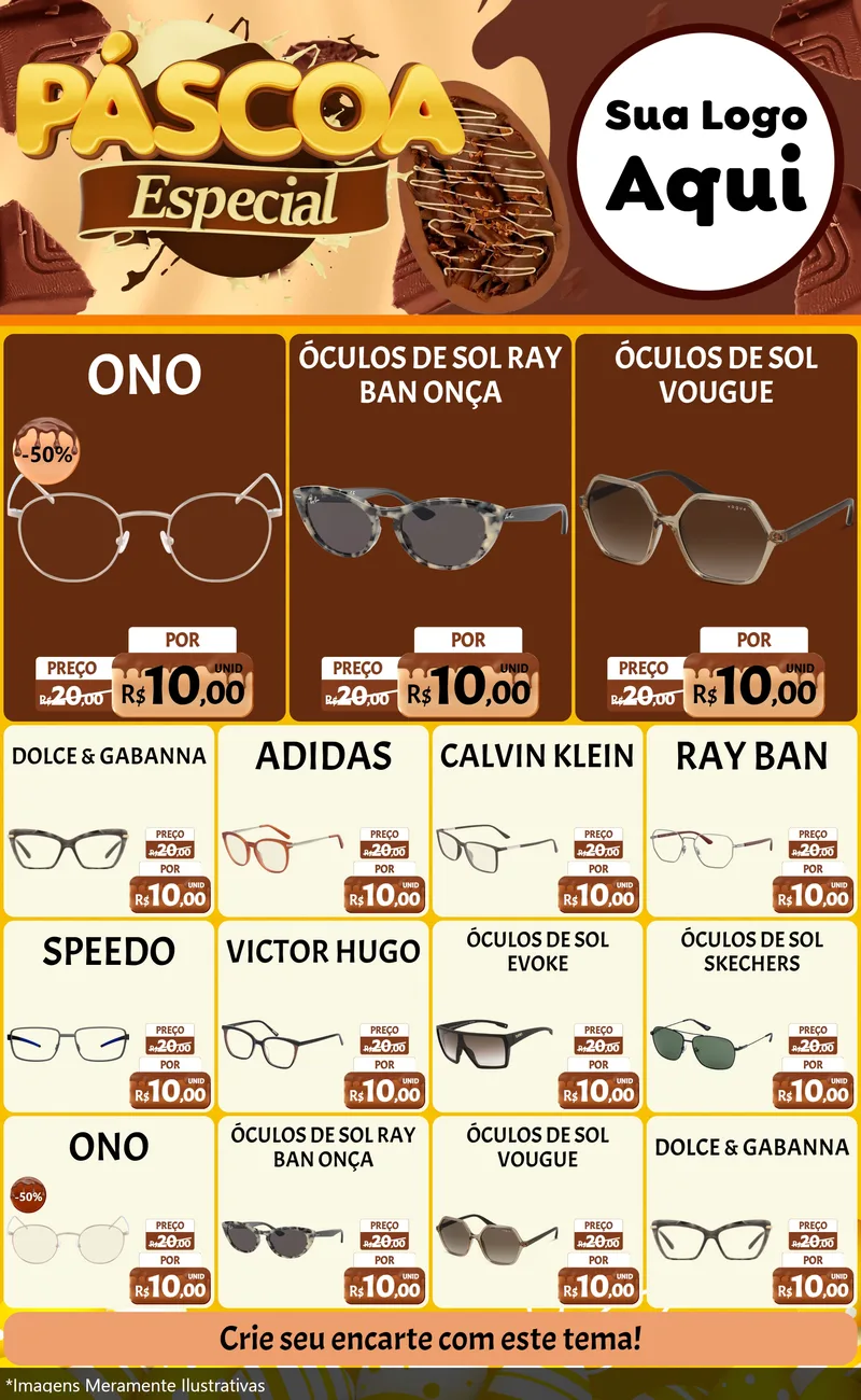 Modelo de Encarte para Encarte Grande com o tema Páscoa Especial para Óticas