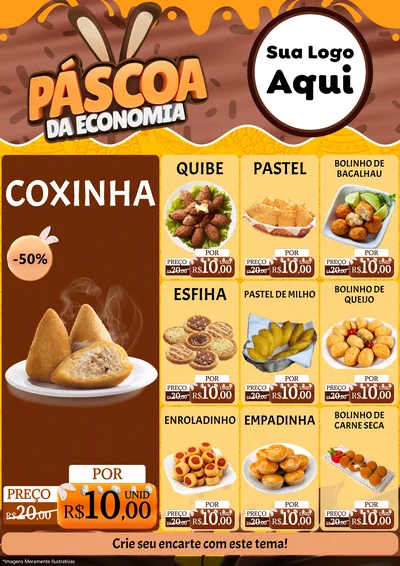 Modelo de Encarte para Encarte A4 Vertical com o tema Páscoa da Economia para Salgadaria