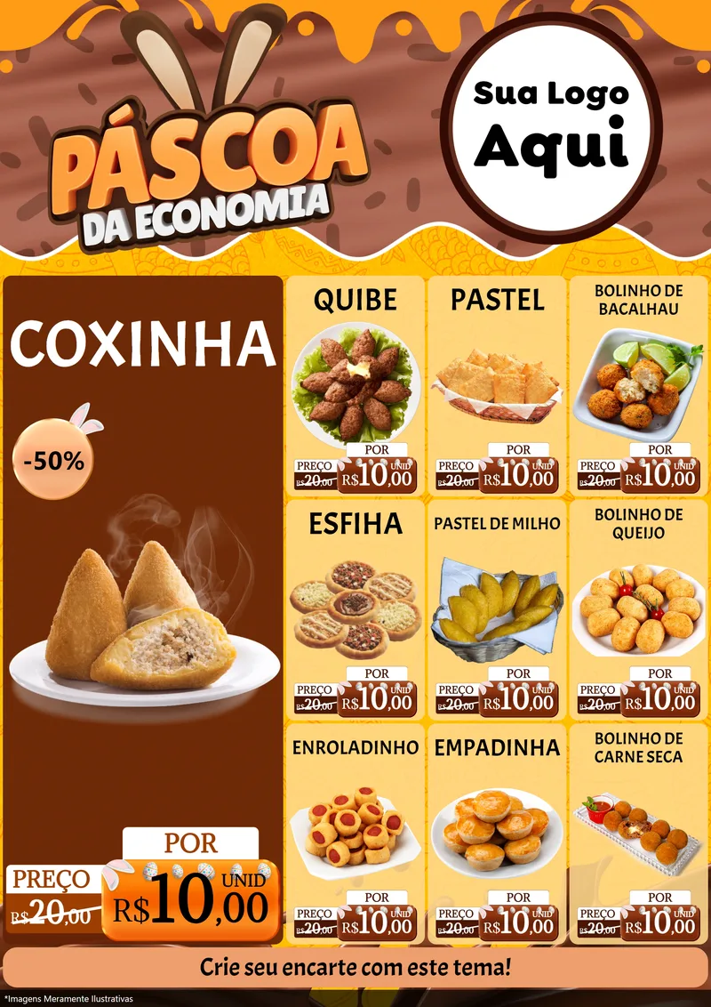 Modelo de Encarte para Encarte A4 Vertical com o tema Páscoa da Economia para Salgadaria