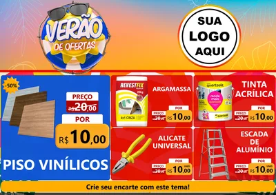 Modelo de Encarte para Encarte A4 Horizontal com o tema Verão de Ofertas para Material para Construção