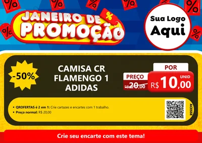Modelo de Cartaz para Cartaz A4 Horizontal com o tema Janeiro de Promoção para Roupas e acessórios