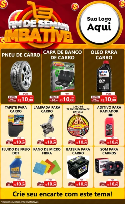 Modelo de Encarte para Encarte Grande com o tema Fim de Semana Imbatível para Auto peças