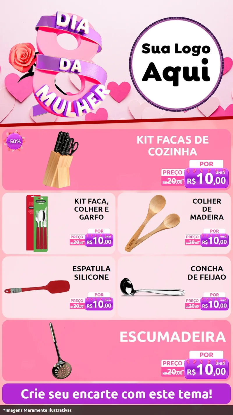 Modelo de TV para TV Vertical com o tema Dia da Mulher para Utilidades Domésticas