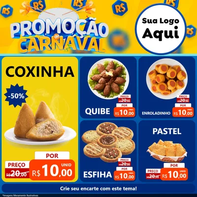 Modelo de Rede Social para Feed Facebook com o tema Promoção de Carnaval para Salgadaria