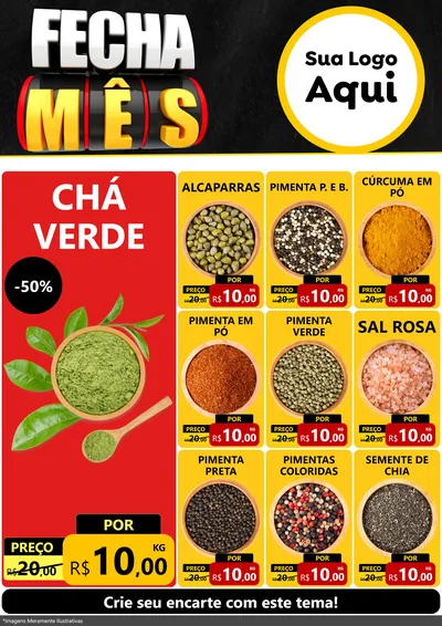 Modelo de Encarte para Encarte A4 Vertical com o tema Fecha Mês para Produtos Naturais