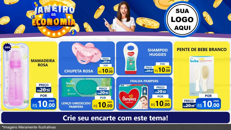 Modelo de TV para TV Horizontal com o tema Janeiro da Economia para Bebês