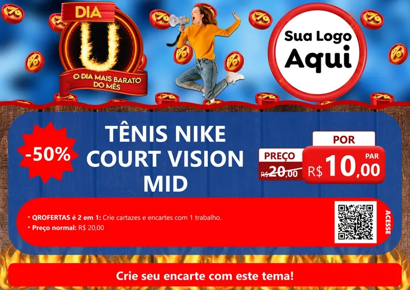 Modelo de Cartaz para Cartaz A4 Horizontal com o tema Dia U - O Dia Mais Barato Do Mês para Calçados