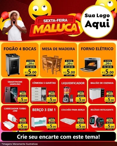 Modelo de Rede Social para Feed Instagram com o tema Sexta-feira Maluca para Móveis e Eletro