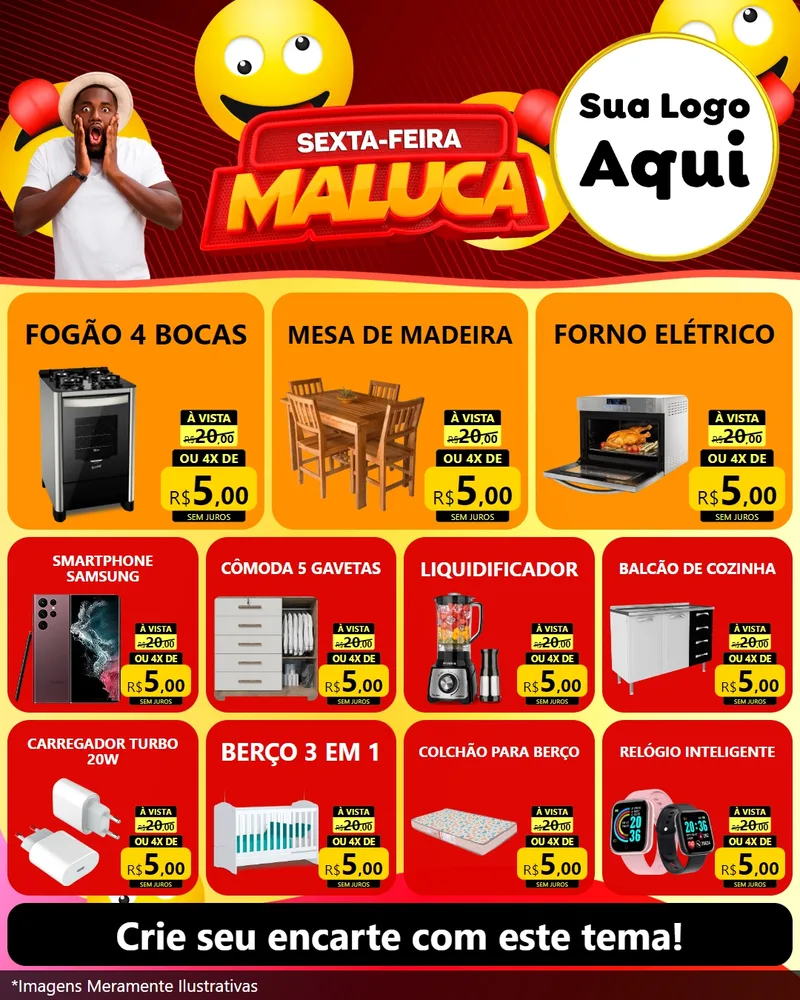 Modelo de Rede Social para Feed Instagram com o tema Sexta-feira Maluca para Móveis e Eletro