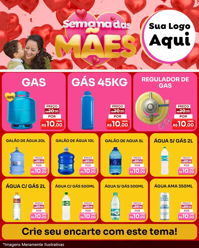 Modelo de Rede Social para Feed Instagram com o tema Semana Das Mães para Água e gás